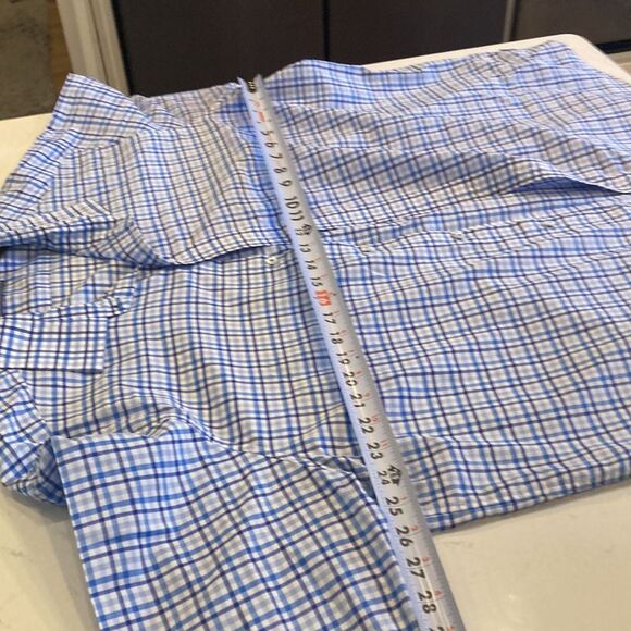 Vineyard vines blue plaid cotton silk lightweight button down collared shirt XXL - Picture 5 of 6